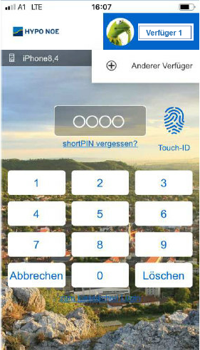 Screenshot aus der ID App, der zeigt, wie man den zweiten Verfüger auswählt