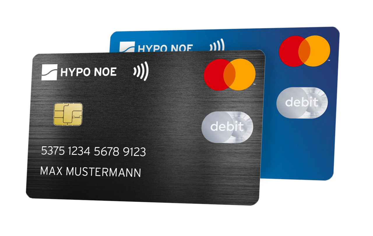 Grafik der Debit MasterCard Schwarz und Blau