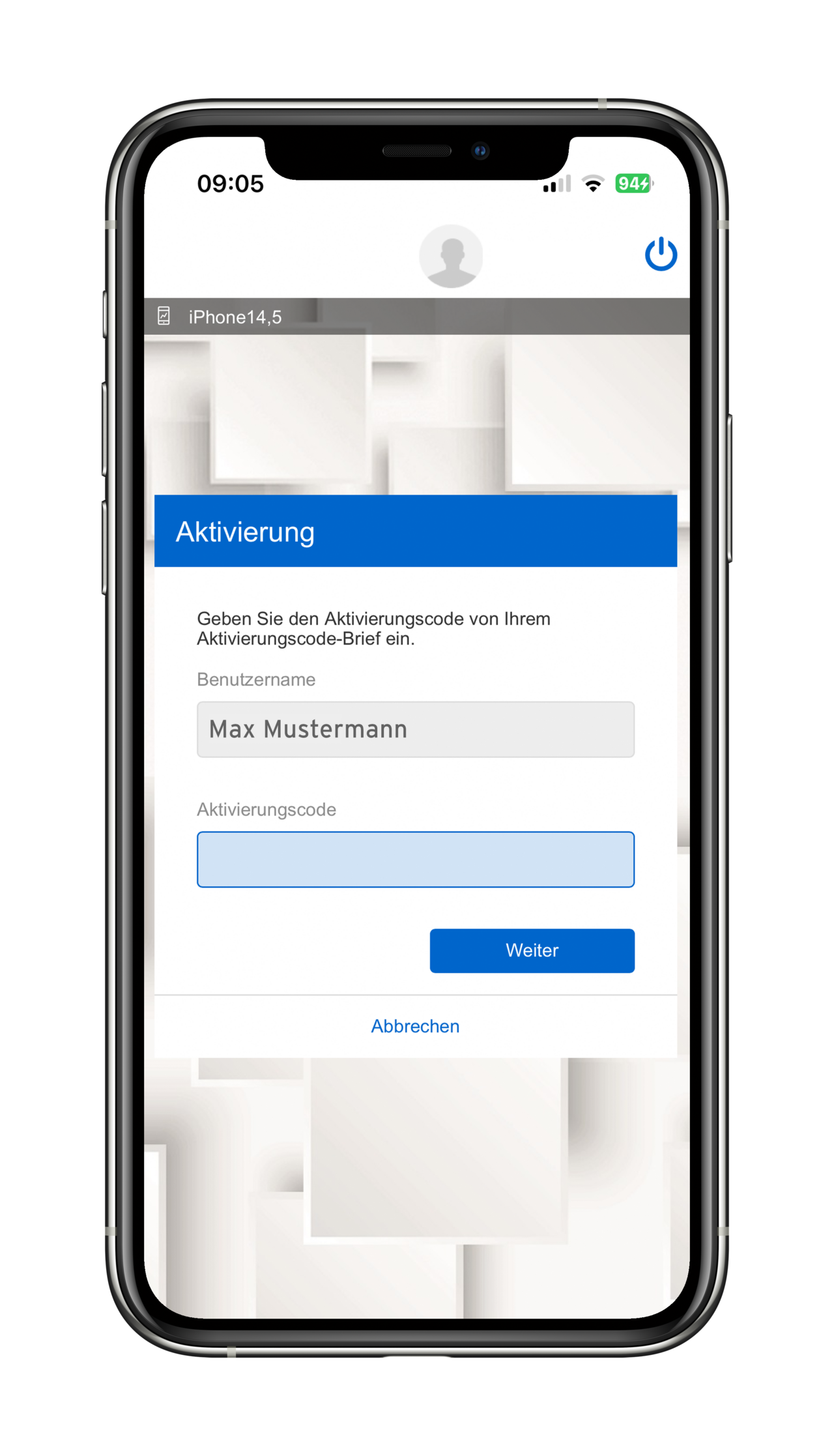 ID-App Aktivierungscode eingeben