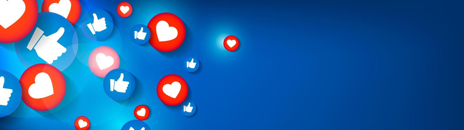 Header mit Likes und Herzen